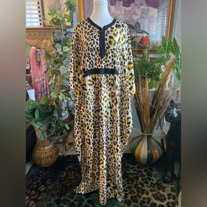 Animal print yellow & black Kaftcan Leopard Grannycore Animalcore Cozycore Beach